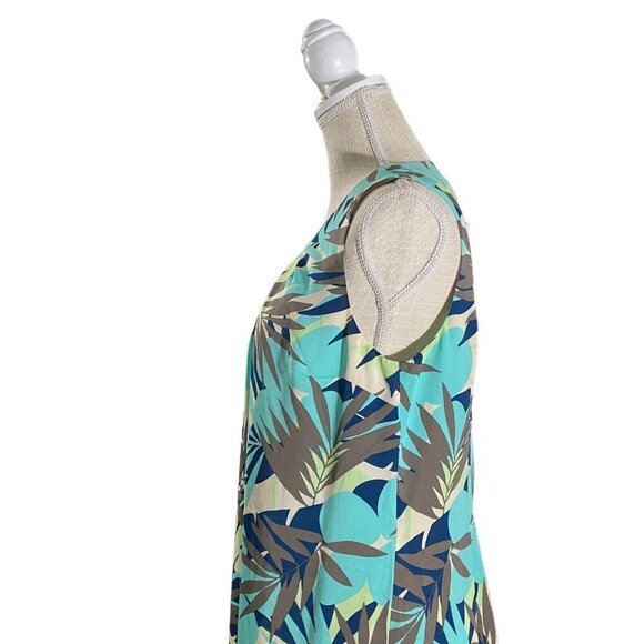 Tommy Bahama Women Blue 100% Silk Hawaiian Palm Leaves Floral Sheath Dress Sz 8 - Picture 3 of 15
